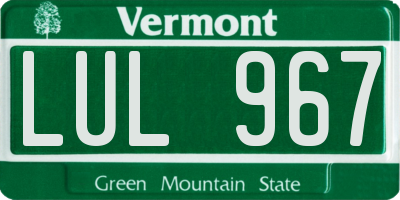 VT license plate LUL967