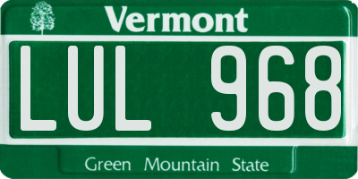VT license plate LUL968