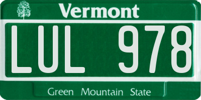 VT license plate LUL978