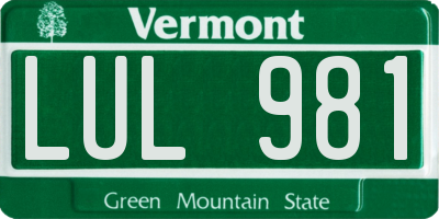 VT license plate LUL981