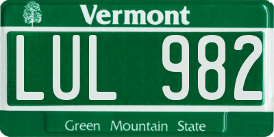 VT license plate LUL982