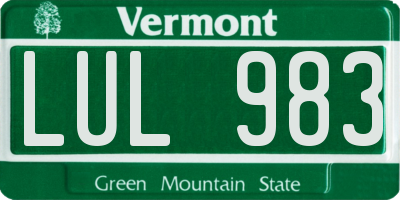 VT license plate LUL983