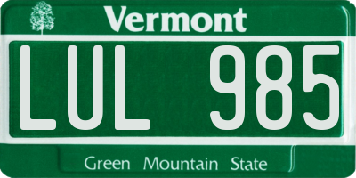 VT license plate LUL985