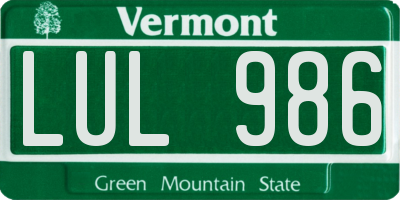 VT license plate LUL986