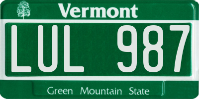 VT license plate LUL987