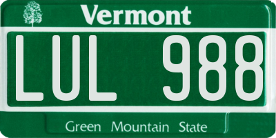 VT license plate LUL988