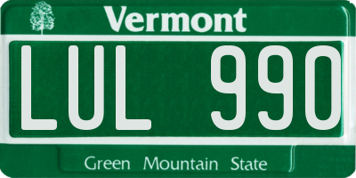 VT license plate LUL990