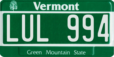 VT license plate LUL994