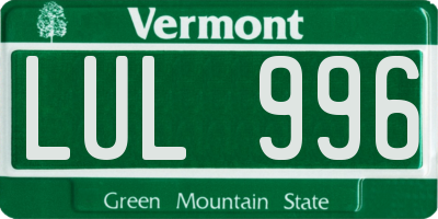 VT license plate LUL996