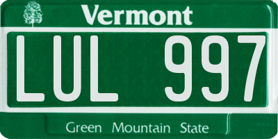 VT license plate LUL997