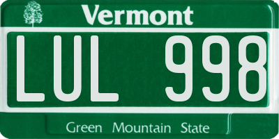 VT license plate LUL998