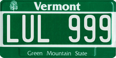 VT license plate LUL999