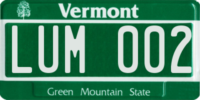 VT license plate LUM002