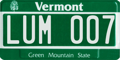 VT license plate LUM007