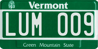 VT license plate LUM009