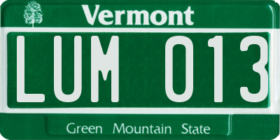 VT license plate LUM013