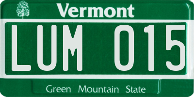 VT license plate LUM015