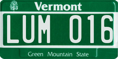 VT license plate LUM016