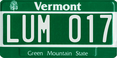 VT license plate LUM017