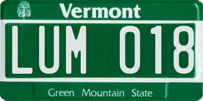 VT license plate LUM018