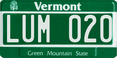 VT license plate LUM020