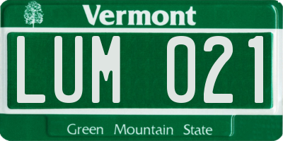 VT license plate LUM021