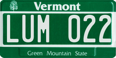 VT license plate LUM022
