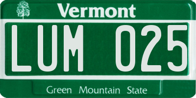 VT license plate LUM025
