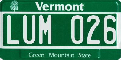 VT license plate LUM026