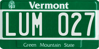 VT license plate LUM027