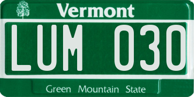 VT license plate LUM030