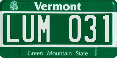 VT license plate LUM031