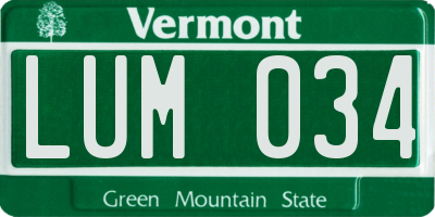 VT license plate LUM034