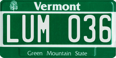 VT license plate LUM036