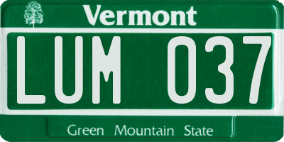 VT license plate LUM037