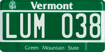 VT license plate LUM038