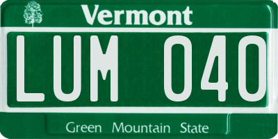 VT license plate LUM040