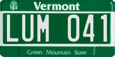 VT license plate LUM041
