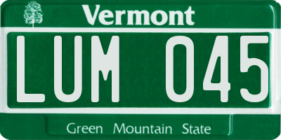 VT license plate LUM045