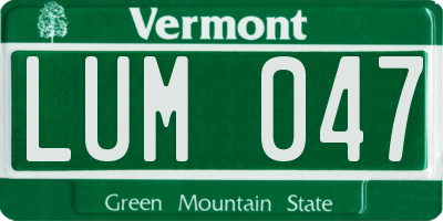 VT license plate LUM047