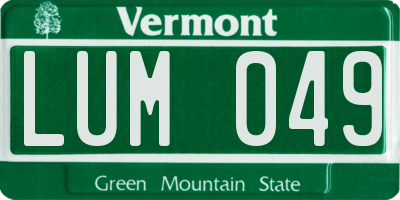 VT license plate LUM049