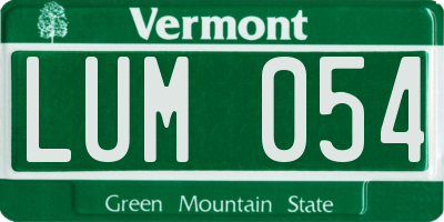 VT license plate LUM054