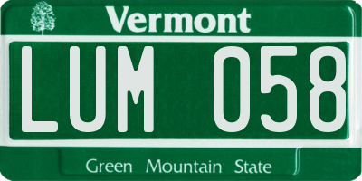 VT license plate LUM058