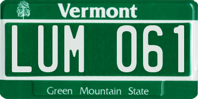 VT license plate LUM061