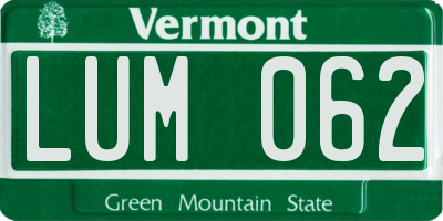 VT license plate LUM062