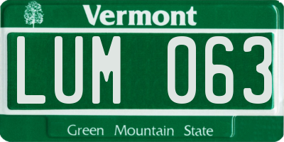 VT license plate LUM063