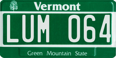 VT license plate LUM064