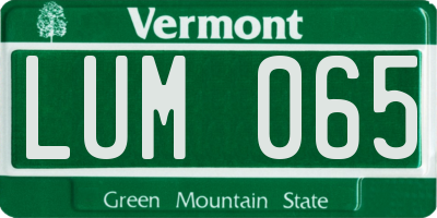 VT license plate LUM065