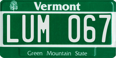 VT license plate LUM067