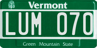 VT license plate LUM070